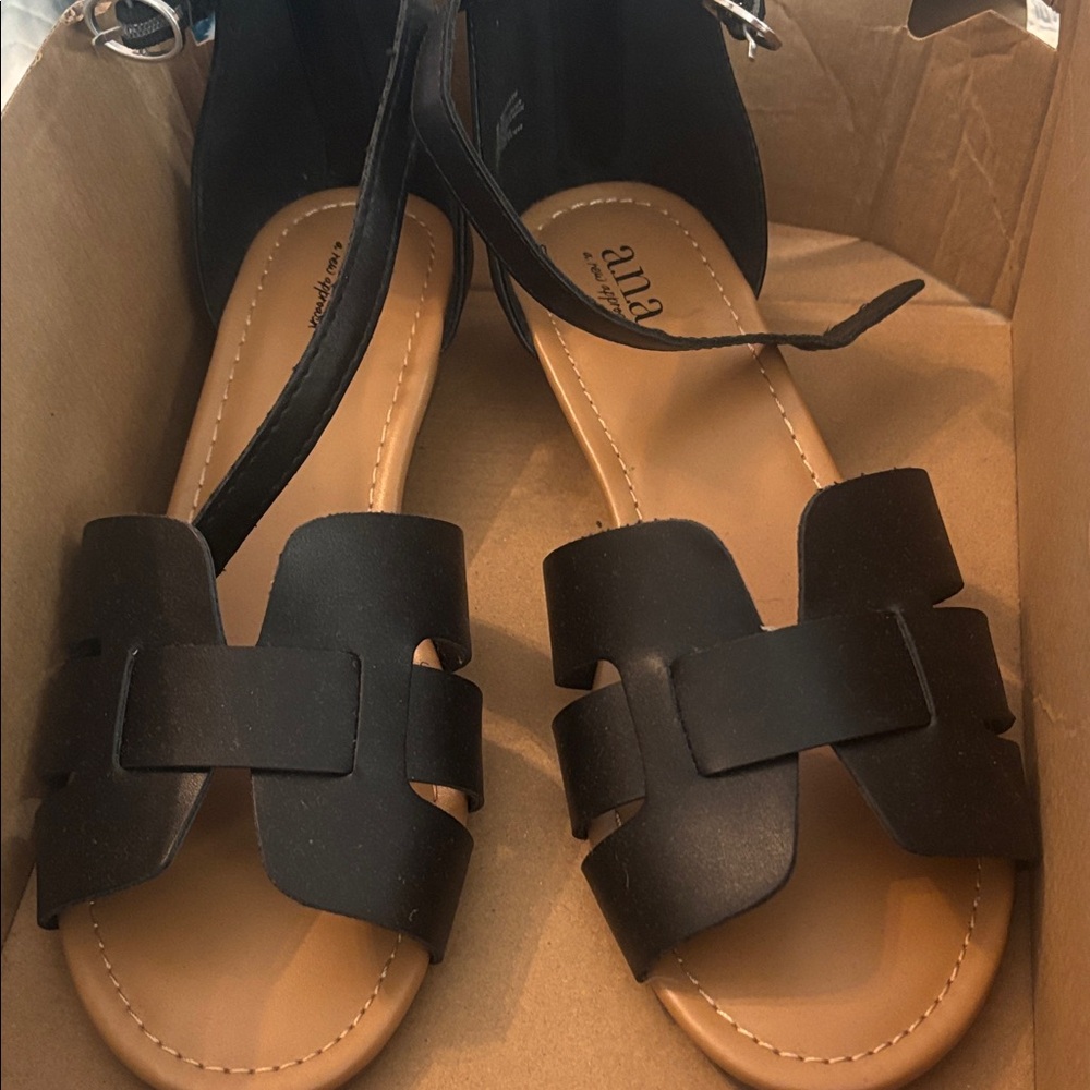 a.n.a Black and Tan Women's Sandals